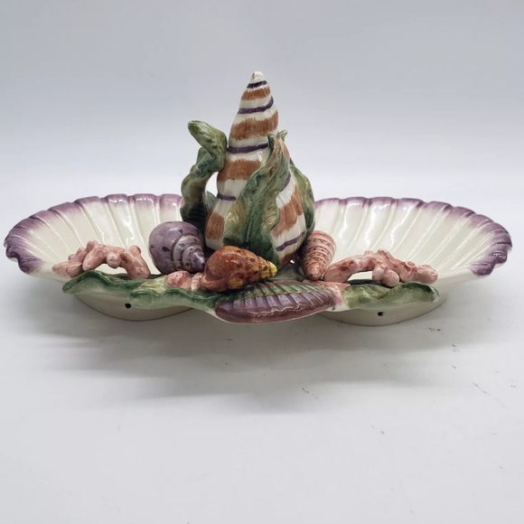 Vintage Fitz and Floyd Classics Oceana Double Dish Seashells - Picture 5 of 7